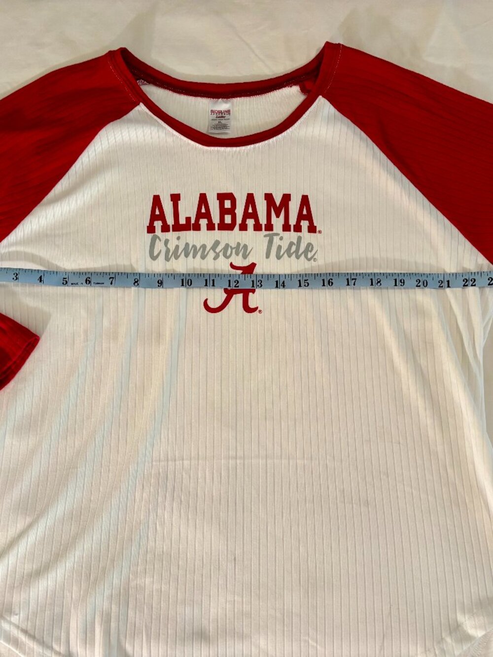Alabama Crimson Tide Ribbed Knit 3/4 Sleeve Top XL Red White Hi-Low Hem Sideline - Picture 11 of 16